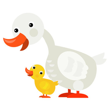 cartoon scene with duck family illustration