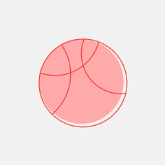Vector design of basketball in flat design, simple flat design isolated on white background. 