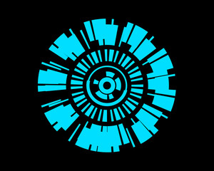 blue circle hud hologram technology abstract black background
