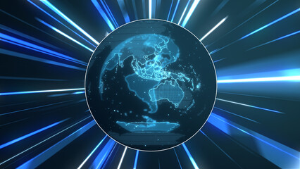 Digital Earth Super Fast Speed Lines Technology Business World Background
