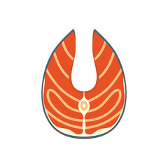salmon steak isolated on white, vector illustration