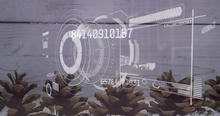 Animation of data processing and scopes scanning over pine cones - Powered by Adobe