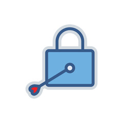 Lock icon with heart arrow . Icon related to wedding. colored icon style. suitable for sticker. Simple design editable