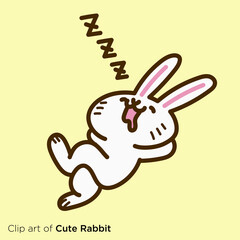 ウサギのキャラクターイラストシリーズ　「熟睡するウサギ」