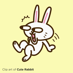 ウサギのキャラクターイラストシリーズ　「飛び起きるウサギ」