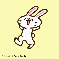 ウサギのキャラクターイラストシリーズ　「のんびり歩くウサギ」