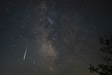 The Milky Way along with a shooting star.