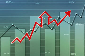 3d rendering business graph and documents. Stock market chart. Business graph background, Financial Background