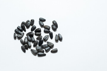 Sunflower seeds close-up on a white background. Agriculture concept