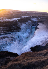 Gullfoss in Island im Winter