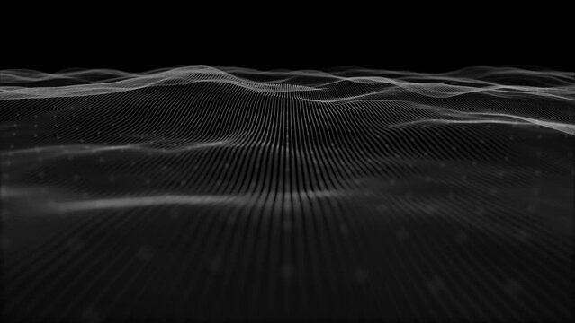 Abstract Digital Waving Lines Fx Background Loop/ 4k animation of an abstract background with digital fractal particle lines waving and seamless looping