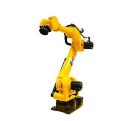 industrial robotic arm manipulator, Manufacturing isolated on white, engineering, futuristic, ai,...