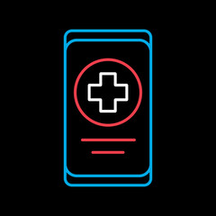 Smartphone with medical cross vector icon