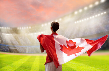 Canada football team supporter on stadium.