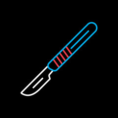 Surgical tools for operations scalpel vector icon