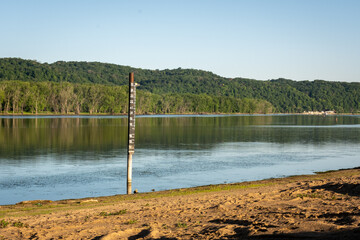 Water level gauge, Mississippi River, Prairie du Chien, USA