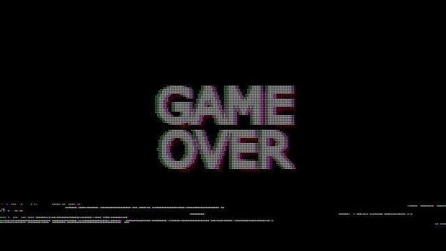 Game over 8 bit text animation