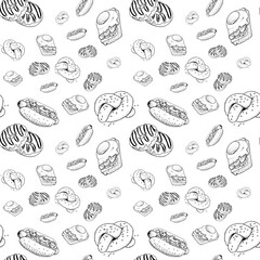 Fototapeta na wymiar seamless pattern with kinds of food
