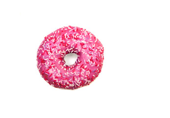 pink donut isolated on white