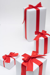 white gift box red ribbon