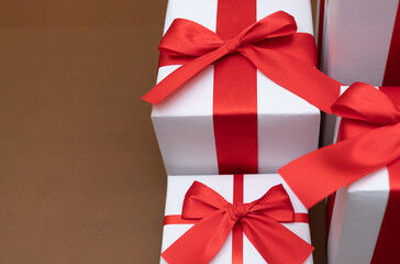 white gift box red ribbon