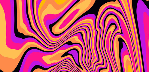 Trippy organic geometric background with warped colorful fluid lines.