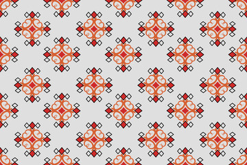 
red orange frame flowers woven in pattern Patten can be connected at every point. for clothing, home decoration