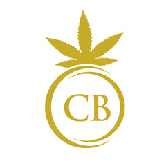 Letter CB Cannabis Marijuana Logo. Cannabis Logo Symbol for Therapy, Medical and Health Care