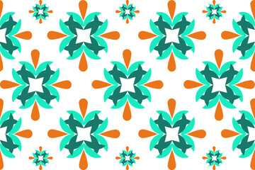 
Dark and light green flowers alternate in a pattern style. for clothing, home decoration