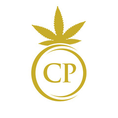 Letter CP Cannabis Marijuana Logo. Cannabis Logo Symbol for Therapy, Medical and Health Care