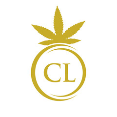 Letter CL Cannabis Marijuana Logo. Cannabis Logo Symbol for Therapy, Medical and Health Care