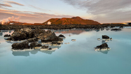 The pool of Blue Lagoon at Grindavík in Iceland - obrazy, fototapety, plakaty