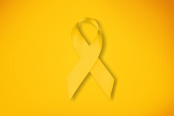 Sarcoma Bone Cancer ribbon awareness with yellow bow for childhood cancer awareness,...