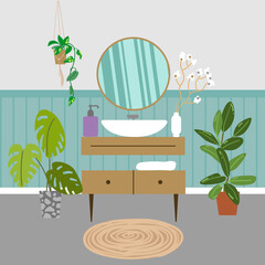 Bathroom interior vector illustration. - 519602141