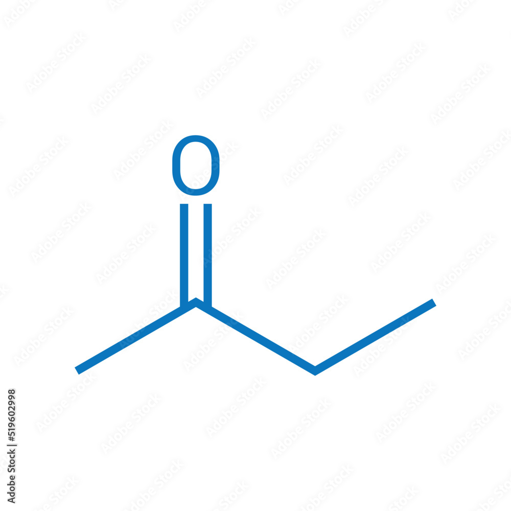 Sticker chemical structure of butanone (c4h8o)