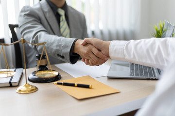 Handshake. Lawyer, legal services, advice, Justice concept.