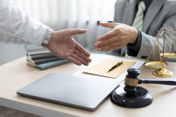 Handshake. Lawyer, legal services, advice, Justice concept.