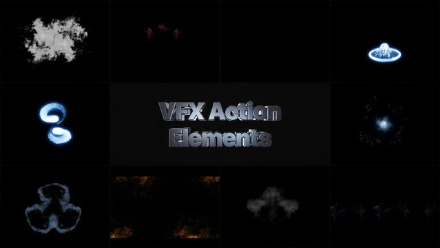 VFX Action Elements Motion Graphics Pack is a great package that includes a collection of dynamic elemental effects. Full HD resolution and alpha channel included.