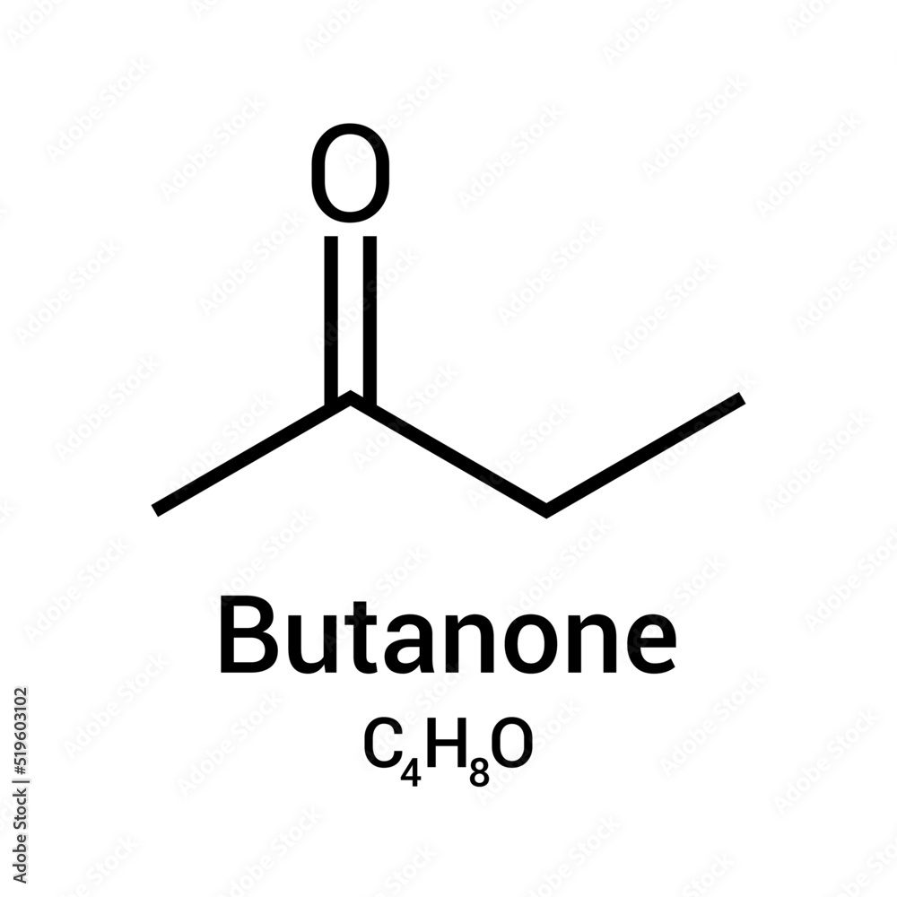 Sticker chemical structure of Butanone (C4H8O)