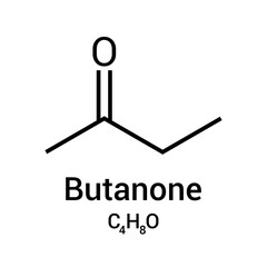 chemical structure of Butanone (C4H8O)