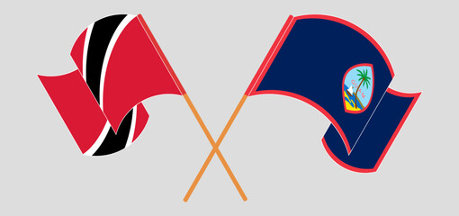 Crossed and waving flags of Trinidad and Tobago and Guam