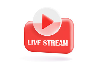 Unique realistic social media live streaming 3d icon design isolated on background.