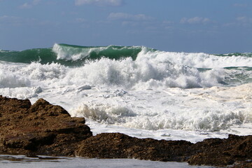 Coast of the Mediterranean Sea in the north of the State of Israel.