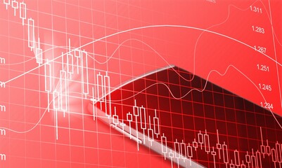 Blank screen on smartphone with a chart of falling stock prices.