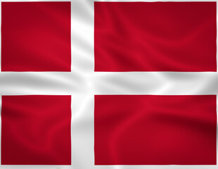 Obraz premium Illustration waving state flag of Denmark