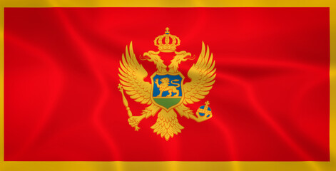 Illustration waving state flag of Montenegro - obrazy, fototapety, plakaty