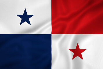 Illustration waving state flag of Panama - obrazy, fototapety, plakaty