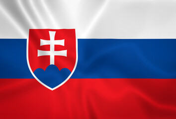Fototapeta premium Illustration waving state flag of Slovakia