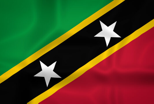 Illustration waving state flag of Saint Kitts and Nevis