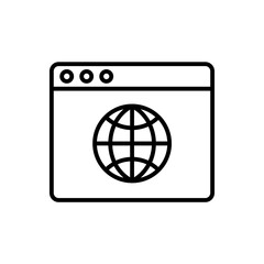 globe symbol in a browser window, website icon vector